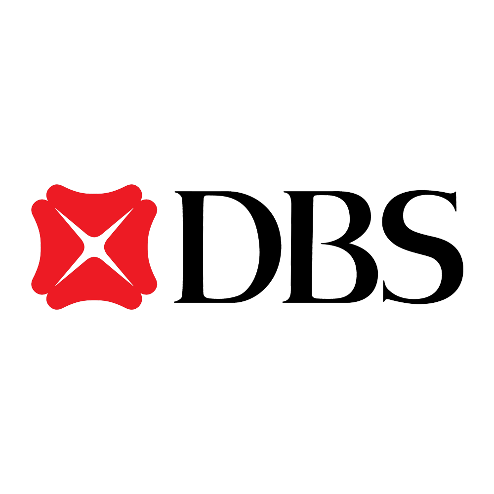 'DBS logo with red icon and black text.'