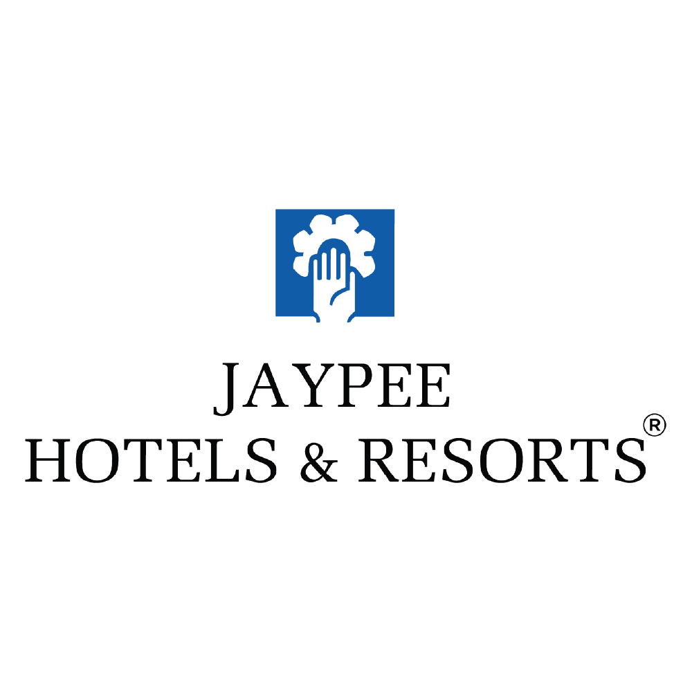 Jaypee Hotels & Resorts logo with a blue square and hand holding gear.